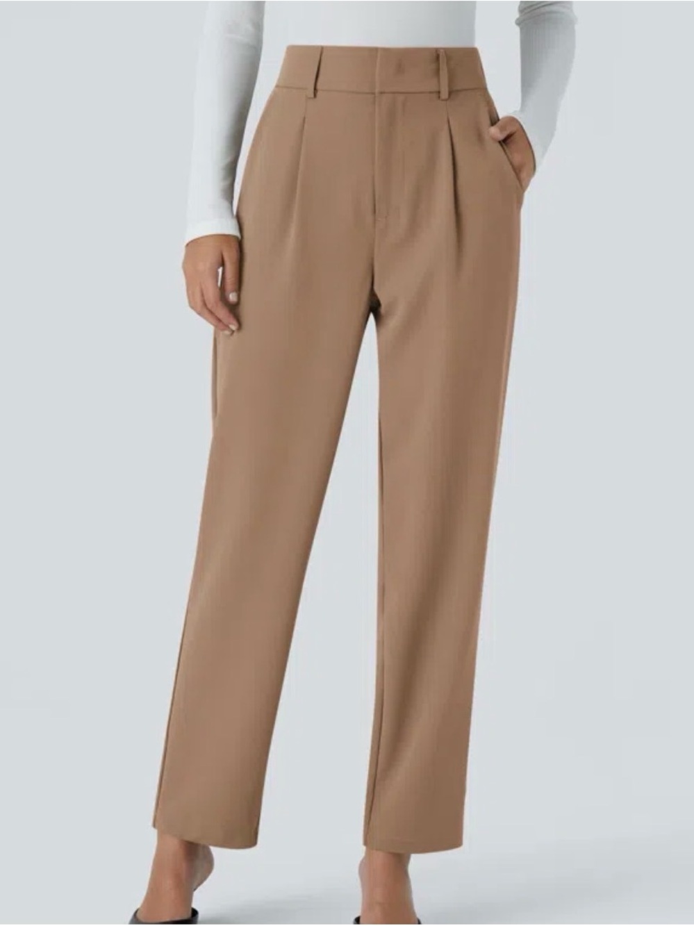 HALARA Tan High-Waist Tailored Trousers